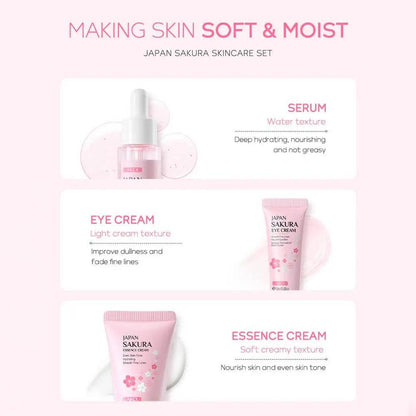 Face Skin Care Set Cleanser Sakura Essence Cream Moisturizing Whitening & Anti-Aging Toner Eye Cream Face Serum Eye Skin Care - BON's