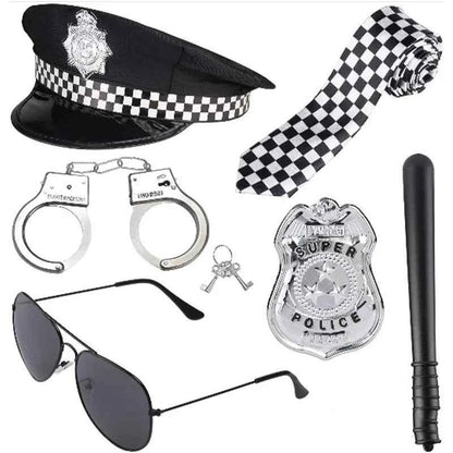 Police Officer Pretend Play Set 10-Piece Costume Accessories With Badge Belt Gun Handcuffs Halloween Role Play Kit For Ages 3–10