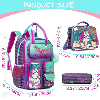 Girls' Backpack Set with Lunch Bag for School - BON's