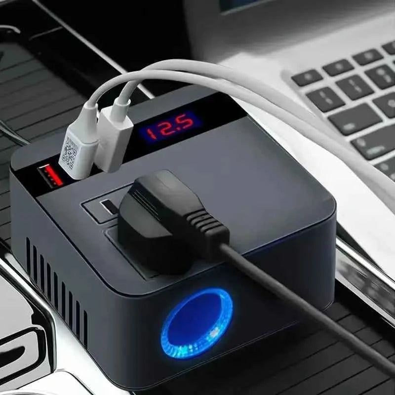 Car Inverter DC12V/24V to DC110V/220V 150W Peak LED Display Sockets Power Inverter Adapters Fast Charging Automobiles Inverters