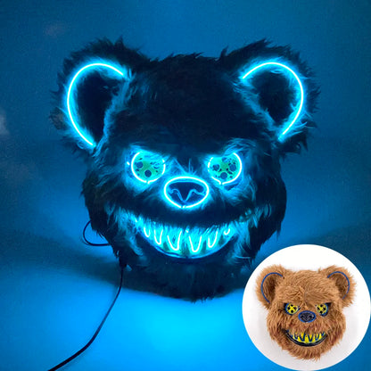 LED Glowing Bloody Rabbit Mask – Neon Horror Cosplay for Halloween, Carnival & Masquerade