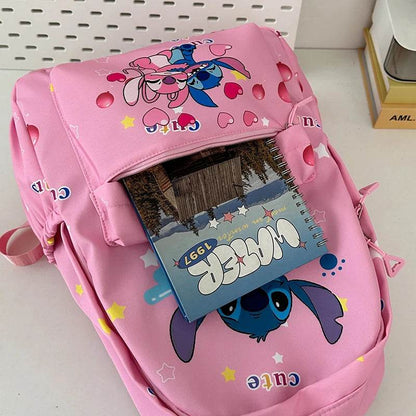 Stitch Cartoon Backpack, Large Capacity Daypack, Lightweight, Durable Nylon Schoolbag for Travel, Daily Commuting and School - BON's