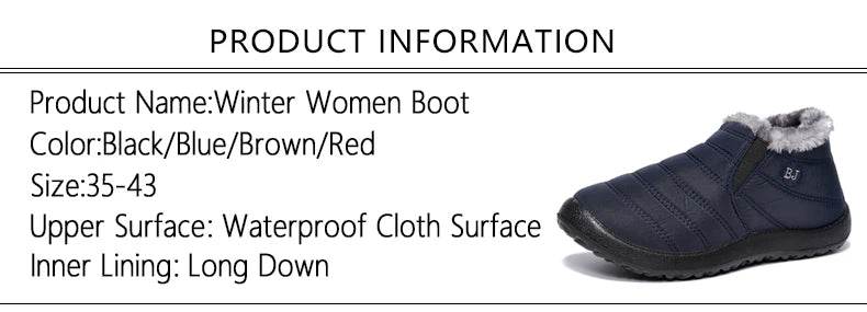 Winter Waterproof Snow Boots for Women - Plus Size Casual Flat Ankle Boots with Anti-Slip Warm Fur Plush - BON's