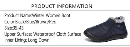 Winter Waterproof Snow Boots for Women - Plus Size Casual Flat Ankle Boots with Anti-Slip Warm Fur Plush - BON's