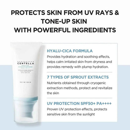 Skin1004 Centella Sun Serum SPF50+ with Hyaluronic Acid for Sensitive Skin and Effective UV Protection - BON's