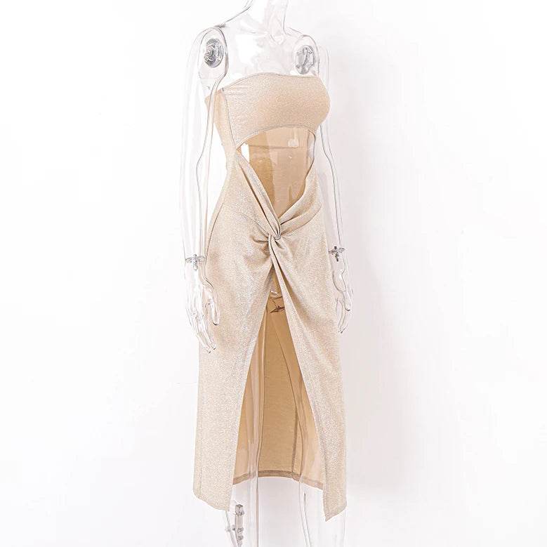 WhereMery Sexy Sleeveless Slit Dress Hollow Out Elegant Skinny Women Long Dresses Summer 2024 Fashion Ladies Party Club Vestidos - BON's