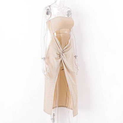 WhereMery Sexy Sleeveless Slit Dress Hollow Out Elegant Skinny Women Long Dresses Summer 2024 Fashion Ladies Party Club Vestidos - BON's
