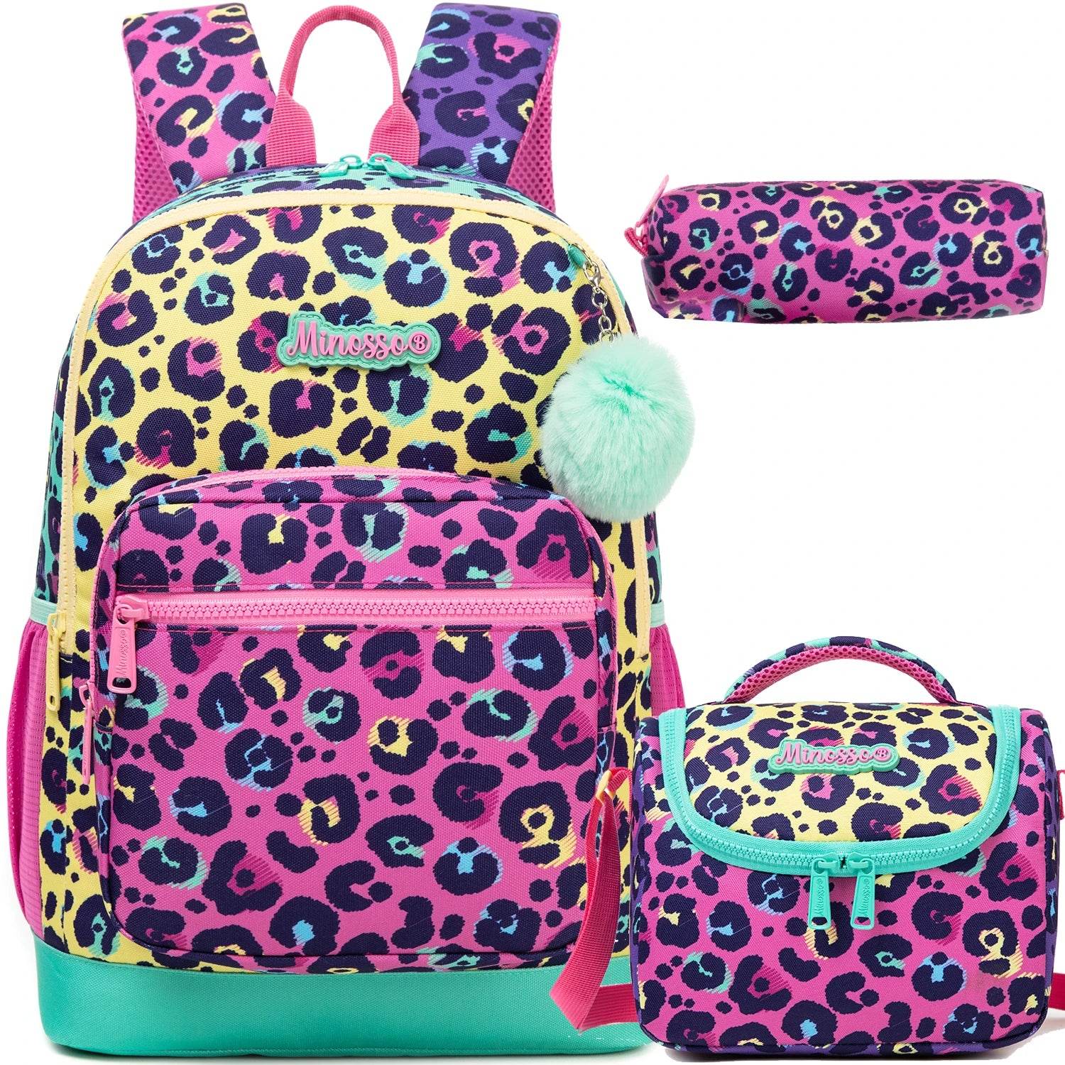 Backpack Sets for Girls and Boys - 3pcs School Bags with Lunch Bag and Pencil Case for Elementary Students and Teens - BON's
