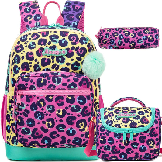Backpack Sets for Girls and Boys - 3pcs School Bags with Lunch Bag and Pencil Case for Elementary Students and Teens - BON's