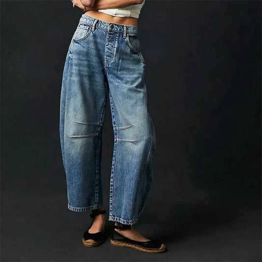 High Stretch Wide Leg Jeans for Women - Casual Mid-Rise Baggy Denim - BON's