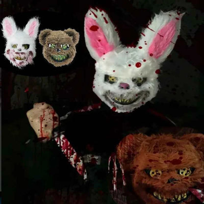 LED Glowing Bloody Rabbit Mask – Neon Horror Cosplay for Halloween, Carnival & Masquerade