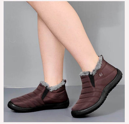Winter Waterproof Snow Boots for Women - Plus Size Casual Flat Ankle Boots with Anti-Slip Warm Fur Plush - BON's