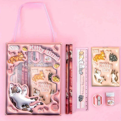 Cartoon Stationery Set: School/Office - Case, Ruler, Erasers - BON's