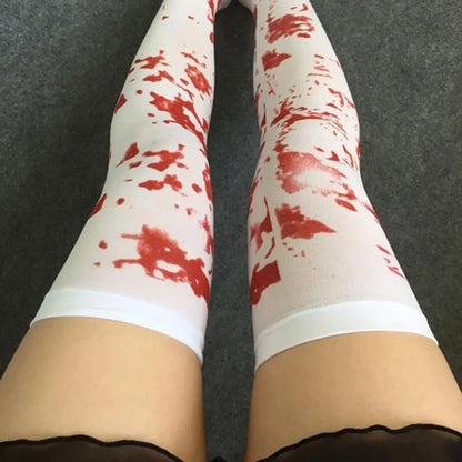 Halloween Bloody Socks Costume for Women Party Clothing 70cm Blood Stained Zombie Socks Nurse Stockings Halloween Cosplay Socks