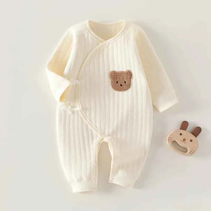 Autumn Newborn Clothes Winter Thick Butterfly Clothes Three-layer Warm Baby Crawling Clothes Spring and Autumn Rompers Bodysuit