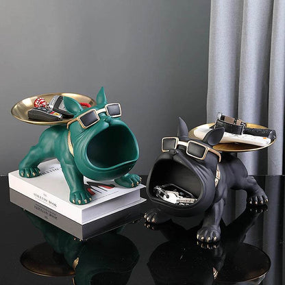 30cm Bulldog Figurine Storage Box - Resin Art Sculpture and Decorative Storage Solution - BON's