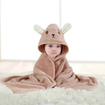 Toddler Bathrobe Infant Bath Towel Boy Girl Blankets Swaddle With Hood Cartoon Coral Fleece Towel Blanket Newborn Kids Bedding