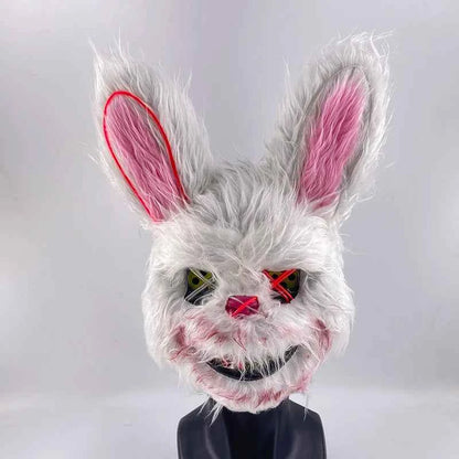 LED Glowing Bloody Rabbit Mask – Neon Horror Cosplay for Halloween, Carnival & Masquerade