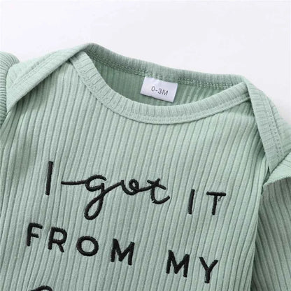 Newborn Baby Girl Autumn Set Letter Long sleeved Bodysuit +Bow Printed Pants+Headband fit 0-12 Months Female Babies Fashion Suit