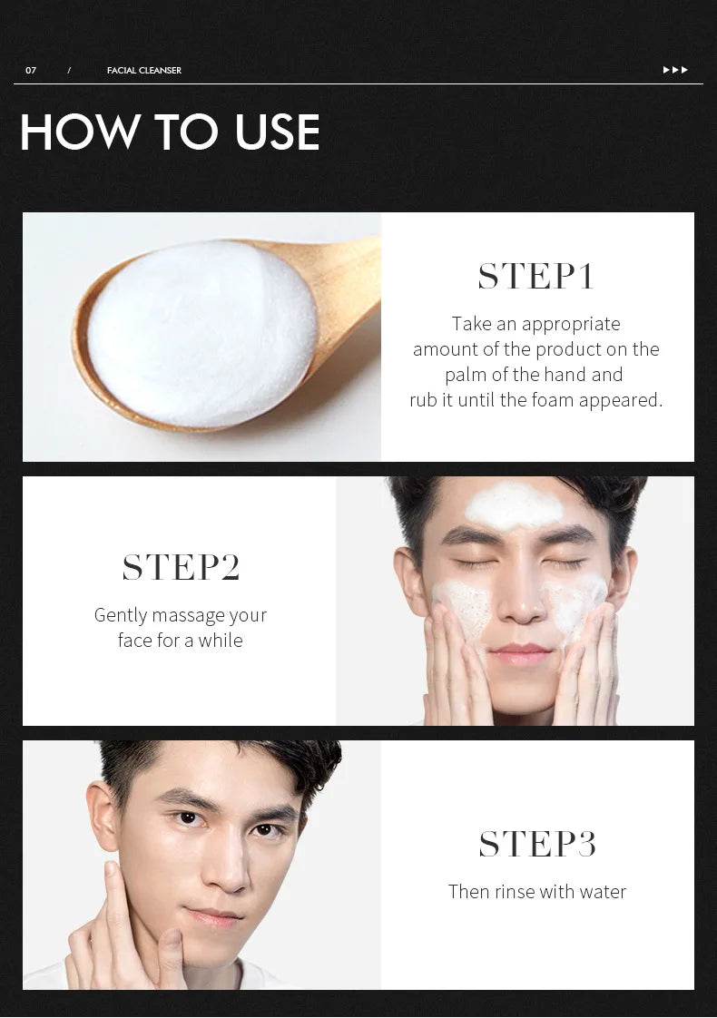 LAIKOU Men Facial Cleanser - Oil Control Face Wash for Blackhead Removal and Deep Nourishing Skin Care 50g - BON's