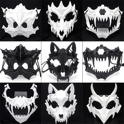 Halloween Skull Half-Face Mask – Unisex Costume Prop | Animal Bone Design for Cosplay, Party & Performance