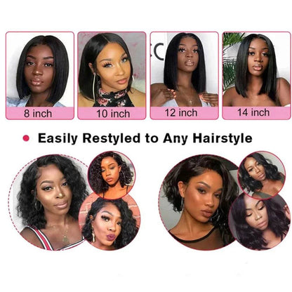 Straight Bob Wigs Human Hair 13x4 HD Lace Frontal Glueless Bob Wigs 4x4 Lace Closure for Women 180% - BON's