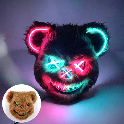 LED Glowing Bloody Rabbit Mask – Neon Horror Cosplay for Halloween, Carnival & Masquerade