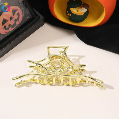Black Spider Hair Claw Clip – Gothic Halloween Accessory with Pearl Charm & Strong Hold