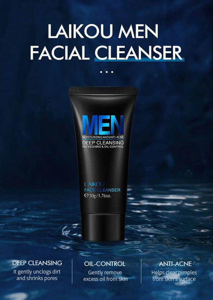 LAIKOU Men Facial Cleanser - Oil Control Face Wash for Blackhead Removal and Deep Nourishing Skin Care 50g - BON's