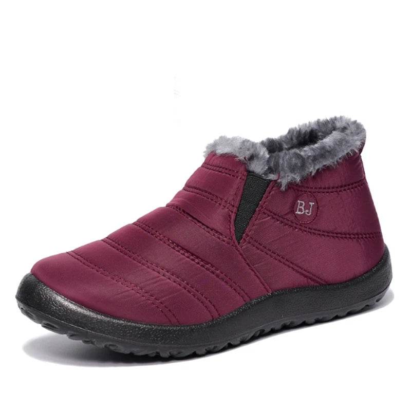 Winter Waterproof Snow Boots for Women - Plus Size Casual Flat Ankle Boots with Anti-Slip Warm Fur Plush - BON's