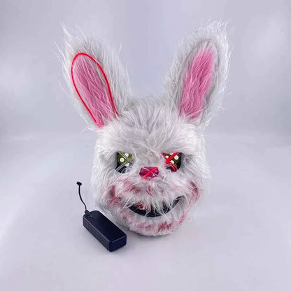 LED Glowing Bloody Rabbit Mask – Neon Horror Cosplay for Halloween, Carnival & Masquerade