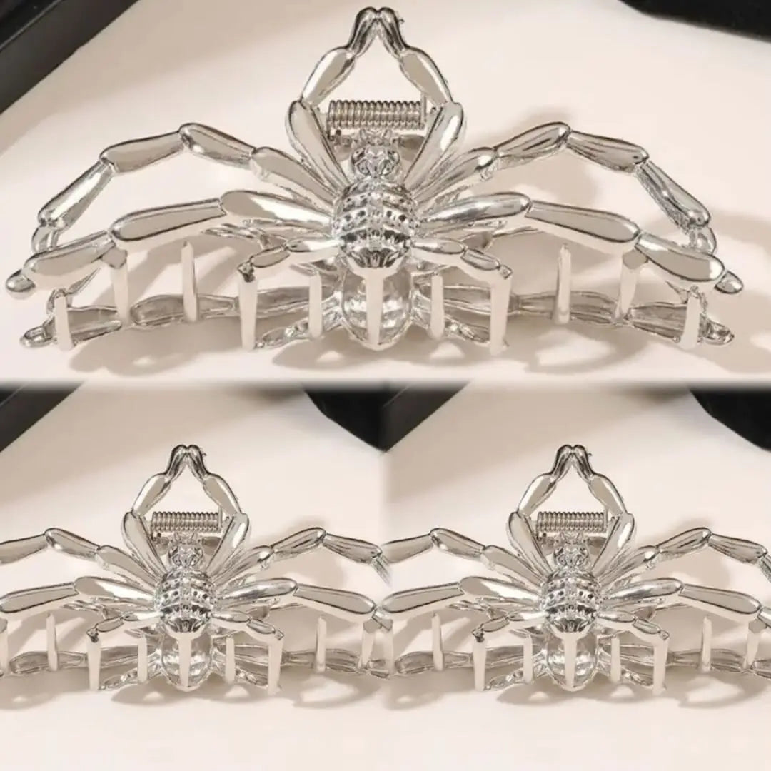 Black Spider Hair Claw Clip – Gothic Halloween Accessory with Pearl Charm & Strong Hold