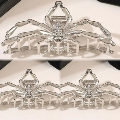Black Spider Hair Claw Clip – Gothic Halloween Accessory with Pearl Charm & Strong Hold