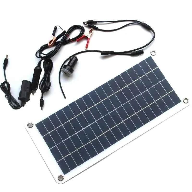 Solar Car Charger 15W with Dual USB DC Output Semi Flexible Solar Panel Charger for 12V Car Boat Battery Charging