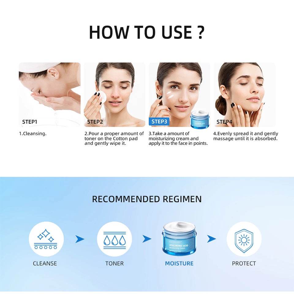 Hyaluronic Acid Moisturizer Gel Cream for Extra-Dry Skin Hydration and Nourishment - BON's