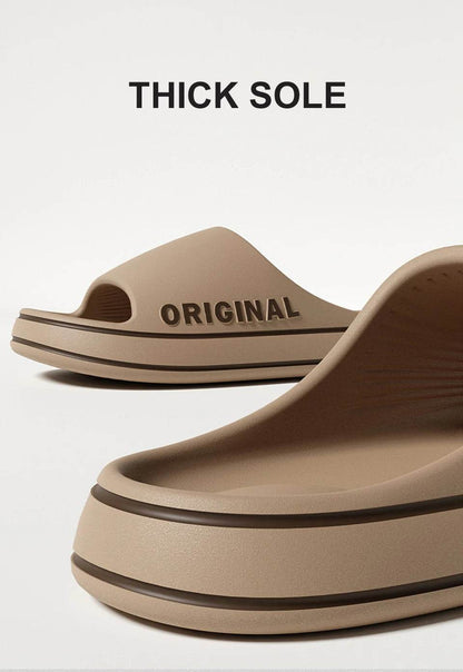 Feslishoet Women Letter Slippers Beach Slides Solid Color Mens Thick Sole Indoor Bathroom Anti Slip Shoes Summer Couple Sandals - BON's