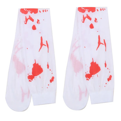 Halloween Blood Print Stockings Spider Web Printed Over Knee Bottoming Socks Nurse Stockings Bloody Zombie Blood Cosplay Socking
