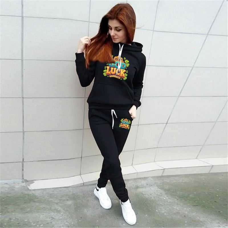 Women’s 2-Piece Tracksuit – Hoodie & Joggers Set | Autumn Winter Casual Loungewear & Outdoor Sportswear