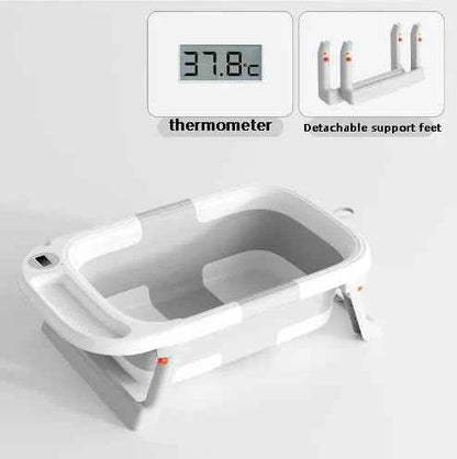 Baby Bathtub,Baby Bath Tub with Soft Cushion & Thermometer,Baby Bathtub Newborn to Toddler 0-36 Months,Portable Travel Baby Tub