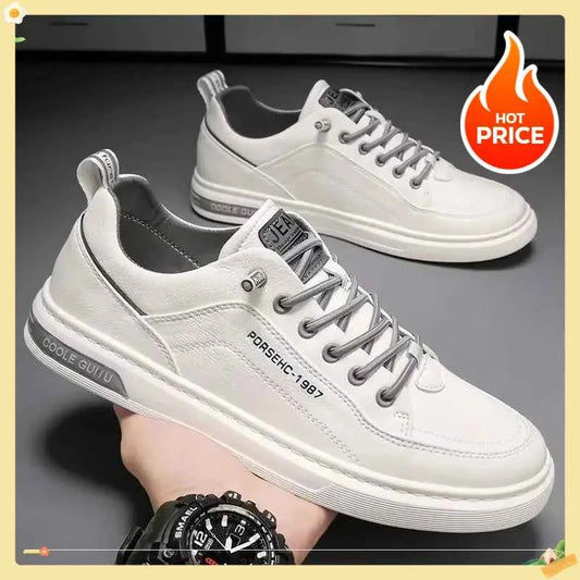 2025 Men’s Versatile White Sneakers – Breathable Spring Board Shoes for Sports & Casual Style