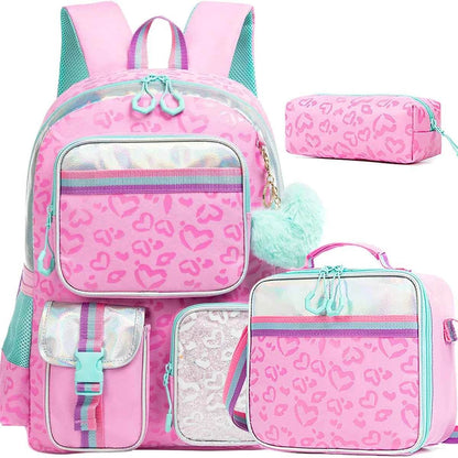 Meetbelify Aesthetic Backpack for Girls - Schoolbag with Lunchbox and Penbag for Elementary and Teen Students - BON's