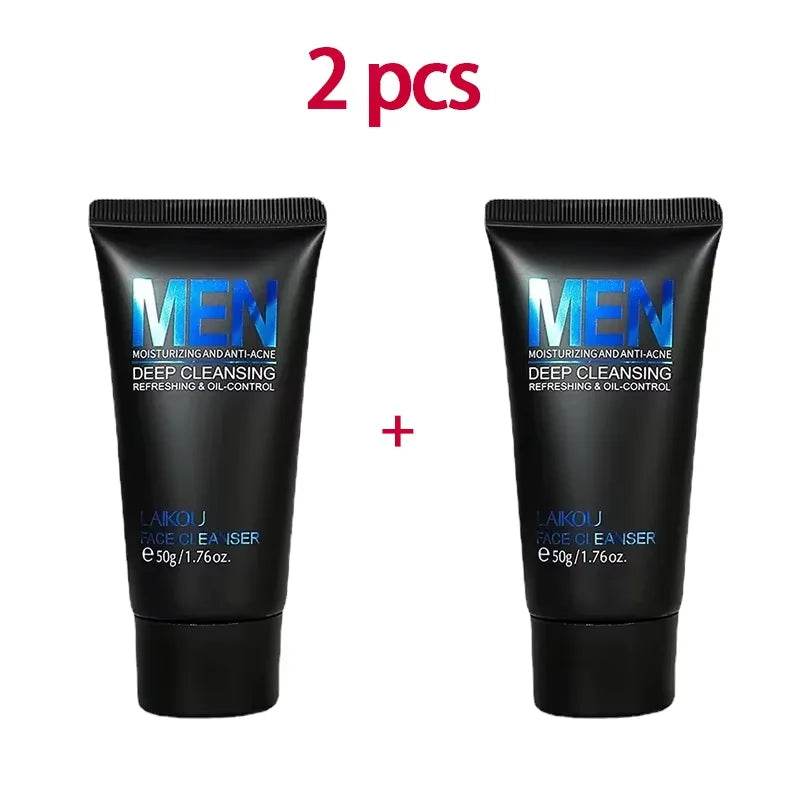 LAIKOU Men Facial Cleanser - Oil Control Face Wash for Blackhead Removal and Deep Nourishing Skin Care 50g - BON's
