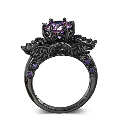 Retro Punk Skull Gothic Ring – Unisex Black & Gold Halloween Jewelry for Men & Women