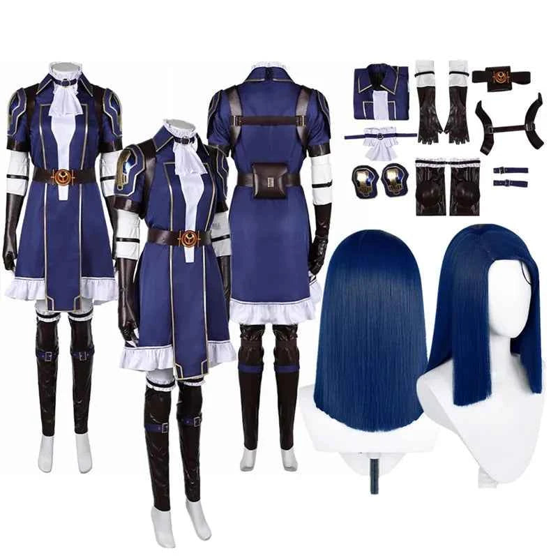 Disguise Caitlyn Cosplay LOL Roleplay Costume Adult Women Game Fantasia Dress Gloves Wig Outfits Halloween Carnival Party Suit