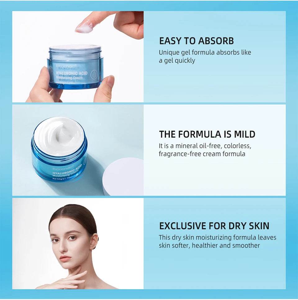 Hyaluronic Acid Moisturizer - Hydrating Water Gel Facial Cream for Dry Skin 50g - BON's