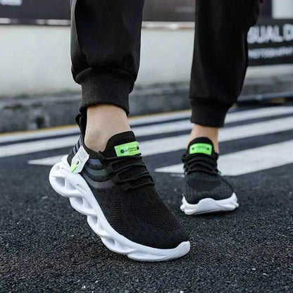 Thick Soled Sports Shoes Knitted Round Toe Shoes 3CM Block Heel Retro Style | Fashion Shoes for Men's Hiking and Walking - BON's