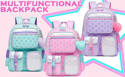 Meetbelify Aesthetic Backpack for Girls - Schoolbag with Lunchbox and Penbag for Elementary and Teen Students - BON's
