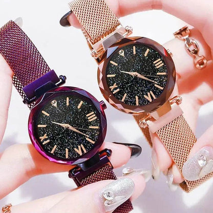 Luxury Women's Starry Sky Watch with Magnetic Mesh Belt Band - Fashion Dress Wristwatch for Women - BON's