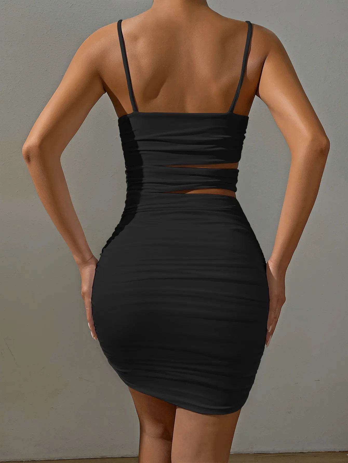 Women Sexy Spaghetti Strap Mini Dress Backless for Party Evening Nightclub Outfit - BON's