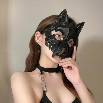 Halloween Skull Half-Face Mask – Unisex Costume Prop | Animal Bone Design for Cosplay, Party & Performance
